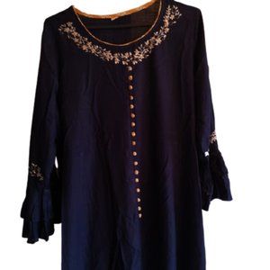 Authentic Indian Dress - Very Dark Blue  New XL  NWOT New